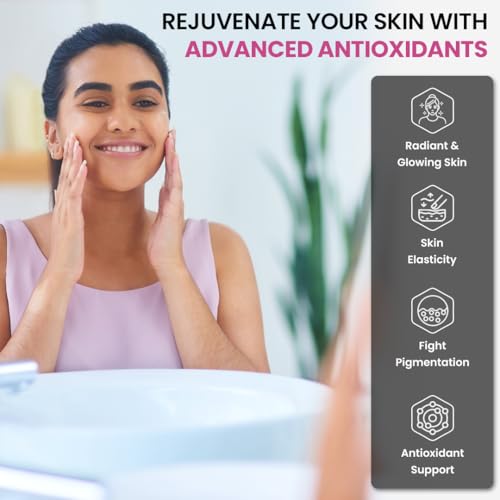 NATURYZ High Potency L-Glutathione 1000mg per serving Glow Supplement for Women & Men | Highest 11 Nutrients | Skin Peptide Complex for Depigmentation | Antioxidant Blend | Glutathione Builder for Radiant & Brightening Skin - 30 Tablets