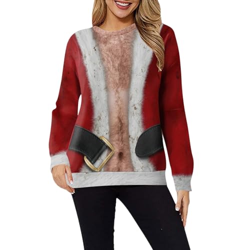 Sweatshirt femme grand col rond imprimé joyeux Noël, l'idée cadeau idéale en taille XXL