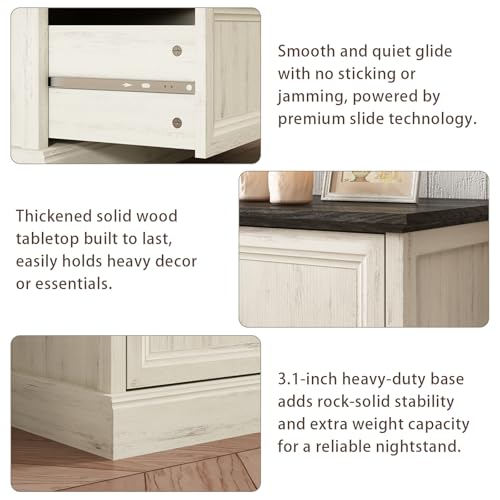 Farmhouse 5 Drawers Dresser for Bedroom, 44\" Tall White Dresser Wood Rustic Chest of Drawers with Wide Metal Handle,Natural Texture,Drawer Organizer for Bedroom,Living Room,Hallway and Entryway
