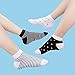 Mowenti Sneaker Socken Damen 39-42 Kurze Baumwollsocken Sportsocken 10 paar Streifen Punkten-8205
