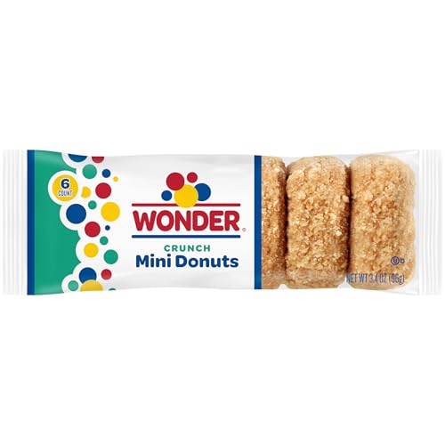 Wonder Crunch Mini Donuts, Portable Crunch Topped Donuts, 3.4 oz, 6 Count