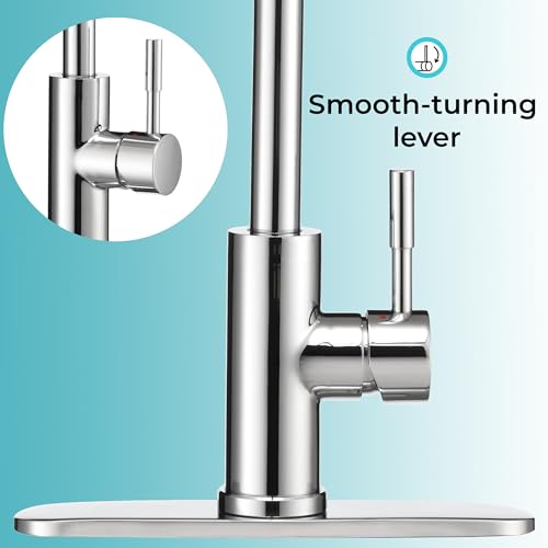 Image of Dura Faucet DF-MK531LK-CP RV Gooseneck Kitchen Faucet (Chrome) | Streamline gooseneck kitchen faucet for RV and camper galleys. Chrome finish. Easy DIY install.