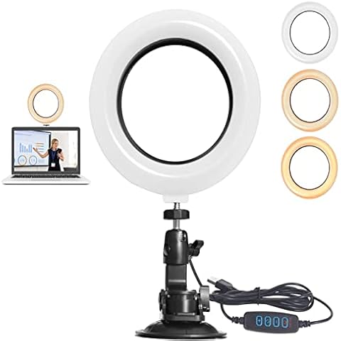HAPPY FINDING LED Ring Light 6.3 Inch Selfie Light with 3 Colours, 10 Types of Brightness, Adjustable Selfie Ring Light, with Suction Cup, Suitable for Tik Tok Selfie, YouTube Live Video, Makeup Cover