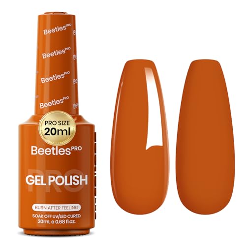Beetles PRO Orange Gel Polish - Burn After Feeling 20ml Burnt Orange Gel Polish Professional Nail Tech Formula High Pigment Soak Off UV LED Long Lasting for Salon & Home Use