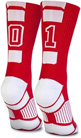 ChalkTalkSPORTS Custom Team Number Socks - Red Athletic Mid-Calf