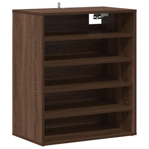 Elegante armario de pasillo marrón con estantes estables de madera 6