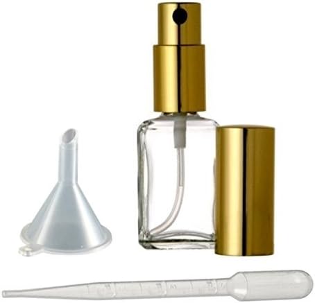Riverrun Set of 3 Perfume/Cologne Atomizer Square Glass Bottle Gold Sprayer 15ml 1/2 oz (Set of 3)