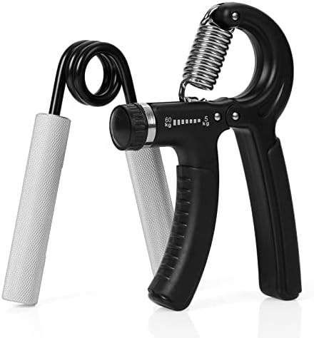TKEPQ Grip Strength Trainer 2 Pack Hand Gripper Strengthener Exerciser Trainer Wrist Forearm Stretcher Adjustable Resistance - Silver, Black