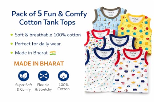 Image of NammaBaby Unisex Baby Boys and Girls Sleeveless Regular Fit T-Shirt Top