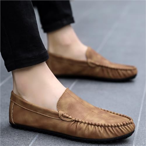 Men's Loafers Shoes Round Toe PU Leather Loafer Shoes Anti-Slip Lightweight Flat Heel Fashion Slip On2