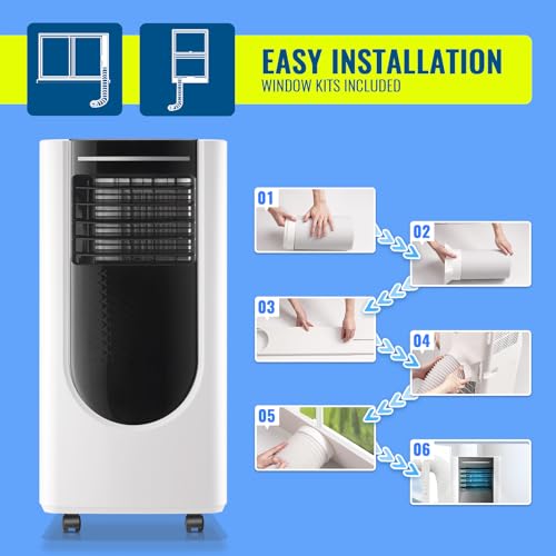 Image of Portable Air Conditioner 3 In 1 Portable AC with Remote Control 8000 BTU ASHRAE (4400 BTU SACC) Dehumidifier, Fan Mode Suit for Room up to 250 Sq. ft Black&White