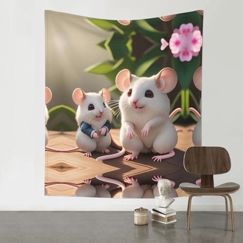 Tapisserie mère et enfant rats célébrant la complicité en tenture de chambre