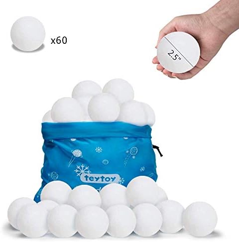 teytoy Snowball Play Fake Snowballs Foam Snowballs Artificial Snowballs Snow Balls Toy Soft for Tossing Game, Kids Play Snowballs Fun for Indoor Outdoor Play Fight Christmas Party Decoration(60 Pack)