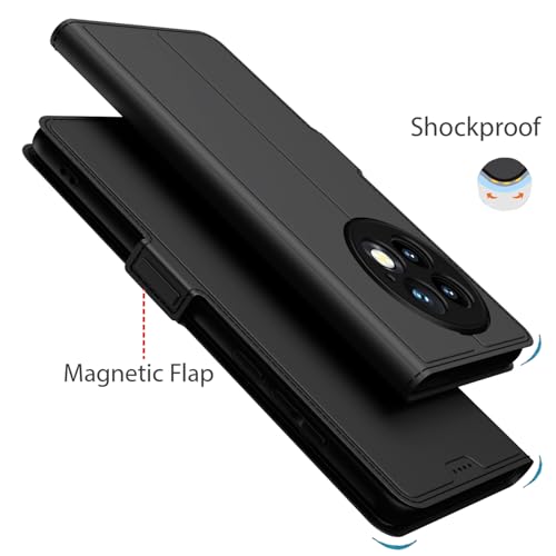 Image of Kapa Noble Slim Magnetic Leather Flip Case Cover for OnePlus 13 | Card Holder Stand Flip Wallet Case (Black)