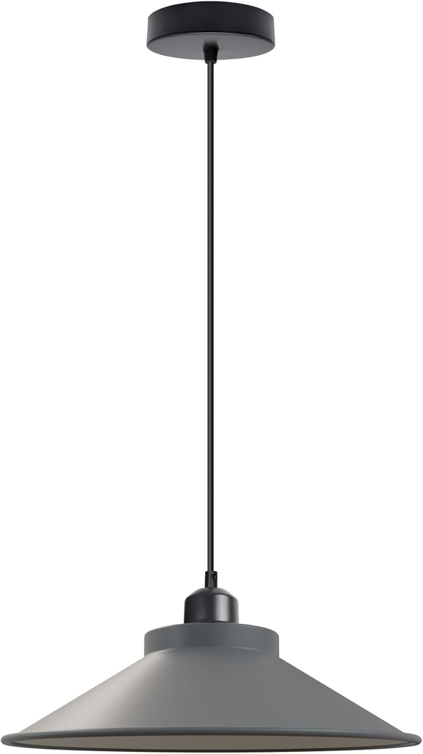 LEDSone Industrial Vintage 32cm Grey Ceiling Pendant Light, Metal Shade E27 Adjustable Hanging Lamp for Bedroom Living Room