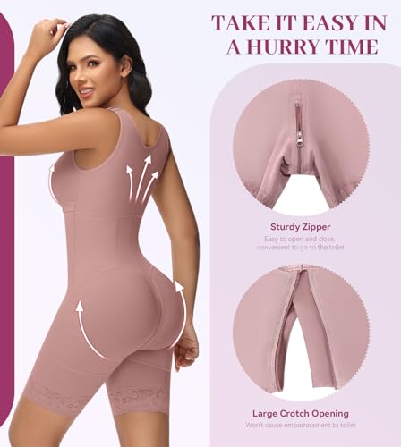 Image of M MYODRESS Fajas Colombianas Full Body Shaper Tummy Control with bra | 69% Nylon 31% Spandex, 3 Adjustable hooks and strap, semi-detachable chest design for postpartum, breastfeeding, all day wear