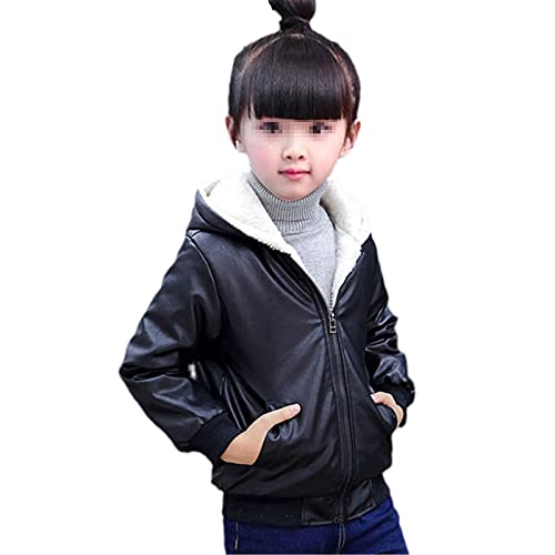 Yiqinyuan Children Teenage Girl Bikers Leather Hooded Jacket Fall Winter Windbreaker Coat Kids Girl's Outerwear Clothes