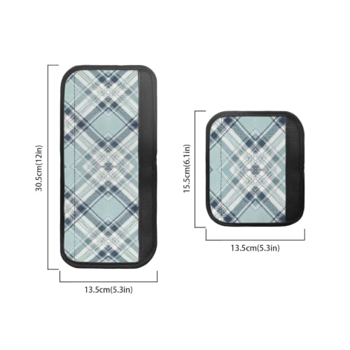 Image of 6 Pcs Refrigerator Microwave Door Handle Covers Electrical Appliances Handle Protector Keep Clean and Protected from Oil Stains, Fingerprints, Liquids, Green Blue Plaid