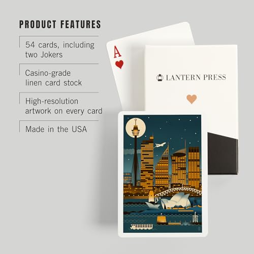 Lantern Press Naipes de Poker Sydney Australia Retro Skyline miniatura 3