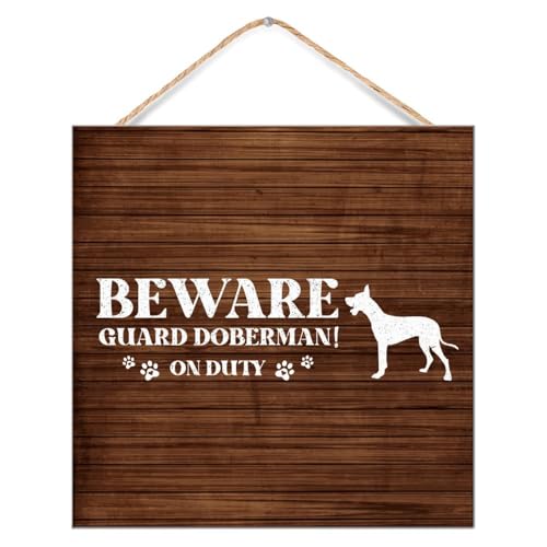 Letrero vertical de madera para guardería y jardín Beware Guard Dog 2