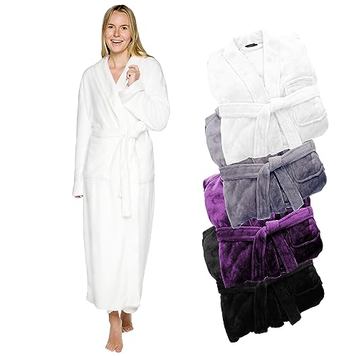 Silver Lilly Premium Womens Robe with Shawl Collar, Plush Fleece