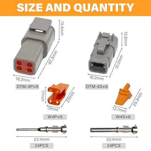 Connecteurs Deutsch DTM de 4 broches avec joint isolant pour faisceaux de camion