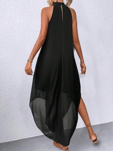 Verdusa Women's Fall Formal Wedding Guest Dress Halter Flowy Sleeveless Asymmetrical Boho Maxi Dress2