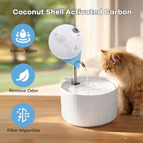 Image of (18 Pack) 6 Sets Ceramic Cat Water Fountain Replacement Filters, Pet Fountain Replacement Filters for 2.2L /74OZ Ceramic Fountain(White)
