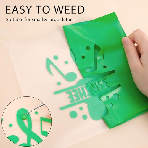 Image of HTVVETUR Apple Green HTV Iron on Vinyl 12Inch by 35ft Heat Transfer Vinyl for T-Shirt HTV Rolls for All Cutter Machine - Easy to Cut & Weed (35ft, Apple Green)