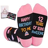 Juesly 12 Year Old Birthday Gifts for Girls - Socks for Girls with Pop Up Birthday Card, Presents for 12 Year Old