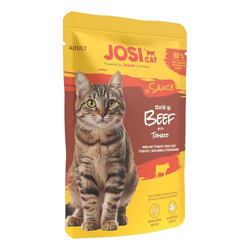 JosiCat Multipack Mixed Selection in Sauce (12 x 85 g) | Adult | Premium Nassfutter in Sauce für ausgewachsene Katzen | Multipack mit 4 Sorten | Ohne Konservierungsmittel | 12er Pack