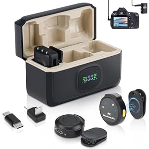 Wireless Microphone for iPhone/Android/Camera, USB C Microphone with Noise Cancellation, 16hors Battery Life Magnetic Mic, Tiny Microphone for Video Recording、Streaming.