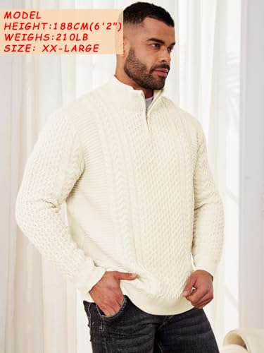 Men's Irish Fisherman Sweaters Cable Knit Half Zip Jacquard Pullover Sweater4