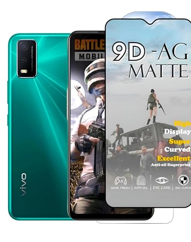 Image of Premium Tempered Glass for Vivo Y3s (matte finish glass, Pack of 1) Full Screen Coverage gaming matte Screen Protector Guard (VIVO Y3S)