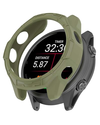 Garmin(ガーミン) Forerunner 570 47mm 対応 用 ケース カバー ソフト シリコン製 プロテクターカバー YAJOJO落下 衝撃吸収 全面保護 装着簡単 高耐久 装着簡単 フイルムなし(グリーン)