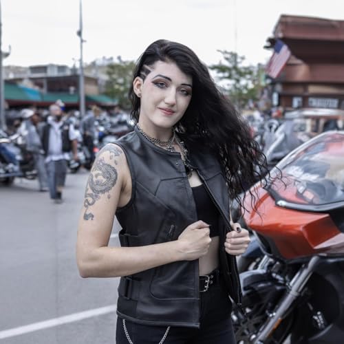 Image of Milwaukee Leather Premium Motorcycle Biker Rider Leather Vest for Women |LKL|ML|MLL|SH