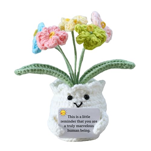 YOOJEE Forget-Me-Not Positive Crochet Flowers Plants Gift