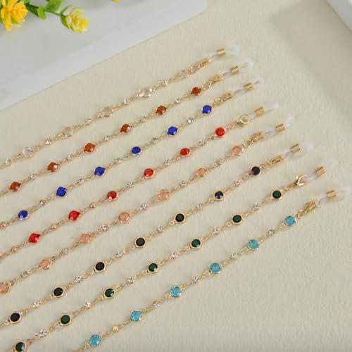 Image of Colorful Beaded Eyeglass Chains for Women - Sunglasses, Spectacle, and Reading Glasses Neck Cord Strap Holder (Beads Chain -Dark Blue)
