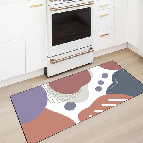 Alfombra de pasillo 80x160 cm geométrica y lavable de pelo corto 6