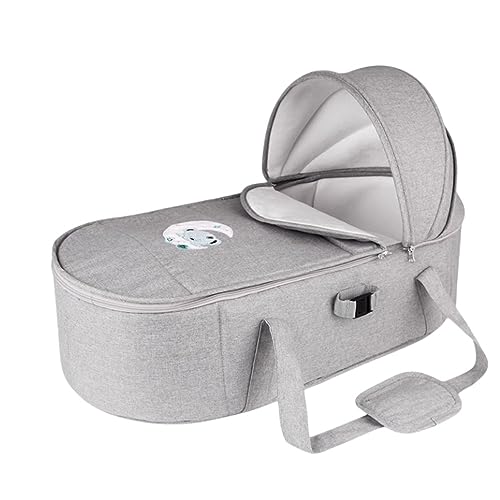 ベビーベッドバスケット ポータブル 折りたたみ ファンベッド サンシェード 雨よけ 風よけ 省スペース 新生児 屋内 屋外 旅行 0-12ヶ月 (グレー)