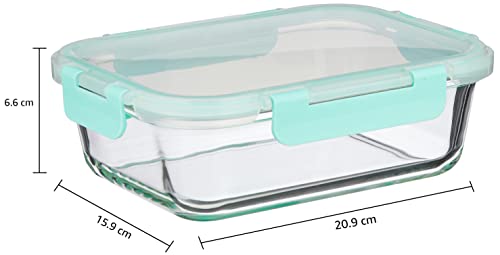 Image of Amazon Brand - Solimo Borosilicate Glass Lunch Boxes with Air-Vent Lids, Set of 3 (1,000 ml Each) | Transparent