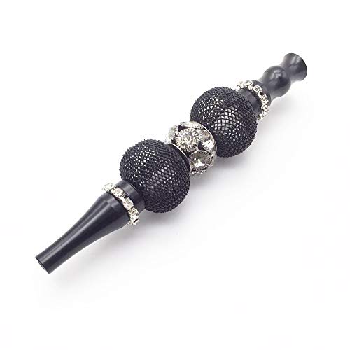 New Fancy Black White Metallic Diamond Hookah Tips Shisha Hose Mouth Tips Cigarette Holder, Drip Tips Hookah Beads Assembled (C)
