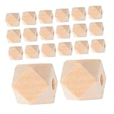 GARIOUANS 50 Piezas Cuentas de Madera sin Pintar Facetas Hexagonales Geométricas para Manualidades Joyería Pulseras Decoración DIY Crafts