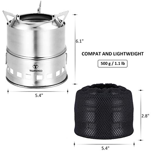 TOMSHOO Portable Folding Windproof Wood Burning Stove Compact Stainless Steel Alcohol Stove Outdoor Camping Hiking Backpacking Picnic BBQ - Thumbnail 4