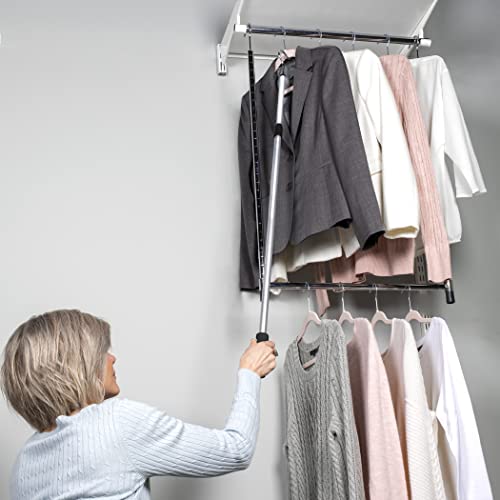 Richards Homewares Shepherds Aluminium Pole With A 2.75-Inch Hook And Cushioned Handle, Lightweight, Extendable From 36 To 62-Inch, Silver #TOP5