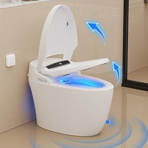 Smart Toilet with Heated Seat and Night Light, Tankless Toilets for Bathroom, Modern One Piece Toilet Standard Comfort Height Toilet with Auto Flush, Auto Open Close Lid/Seat,Slow Close, ADA