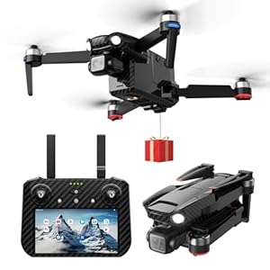 Bingchat FREEforREPLACEMENT Upgraded Touch Screen Remote Drones with Camera for Adults 4K, Professional Drones for Adults, 5 Miles Long Range, Payload Release, 3 Axis Gimbal, Tablet Controller, 84 Minutes Long Battery Life without Obstacle Avoidance, Time-lapse, Follow Me/Car, Gift Drone