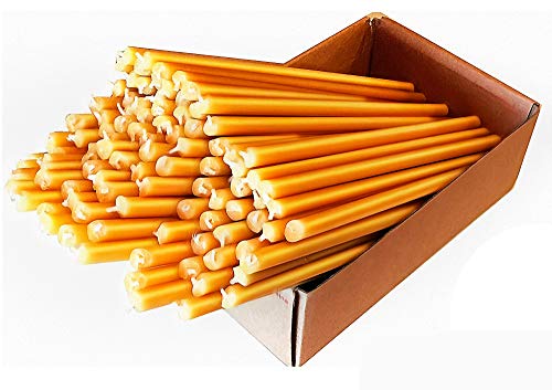 100 8  Inch All Natural Bee-Wax Church Candles (8 x 5 16” Inch) Natural Honey Cent, Total Wt 2 Lb or 907 gr.