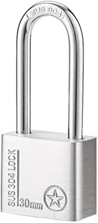 Marine Grade Rustproof Padlock with Long Shackle, Waterproof Stainless Steel Padlock with Keys, Rustproof Padlock for Outdoor Indoor Shackle Lenghth 40mm(1.57inch)