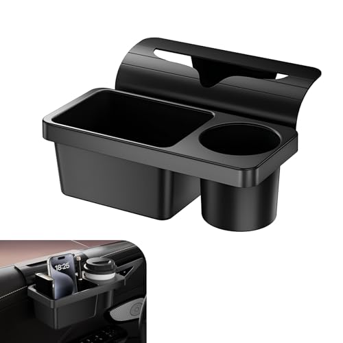 Organizador para ventana de carro con portavasos negro